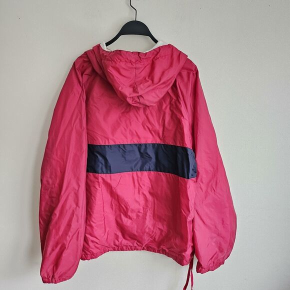 Cuffy's Cape Cod Nylon Jacket Men M Windbreaker 1/4 Zip Red Kangaroo Pocket Hood - Picture 3 of 7